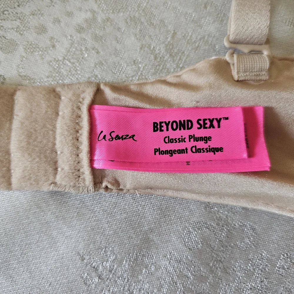 La SENZA Bra Classic Plunge Padded Push Up Underwire 2 Way Straps Beige SZ 36D - Picture 6 of 11